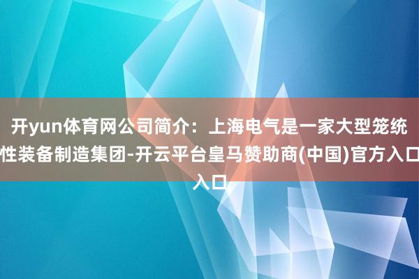 开yun体育网公司简介：上海电气是一家大型笼统性装备制造集团-开云平台皇马赞助商(中国)官方入口