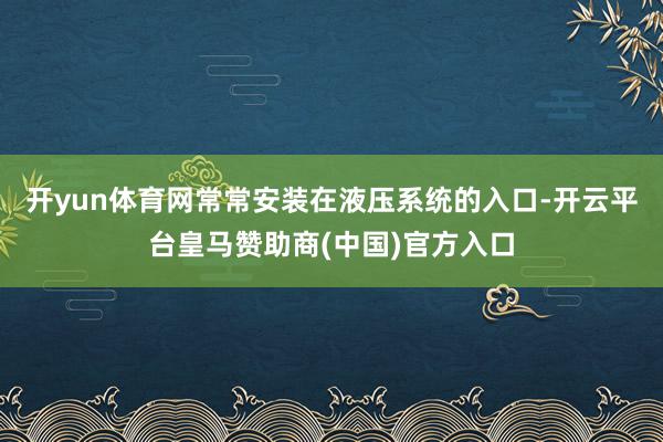 开yun体育网常常安装在液压系统的入口-开云平台皇马赞助商(中国)官方入口