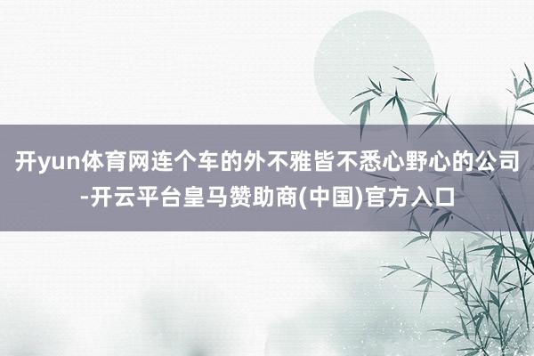 开yun体育网连个车的外不雅皆不悉心野心的公司-开云平台皇马赞助商(中国)官方入口